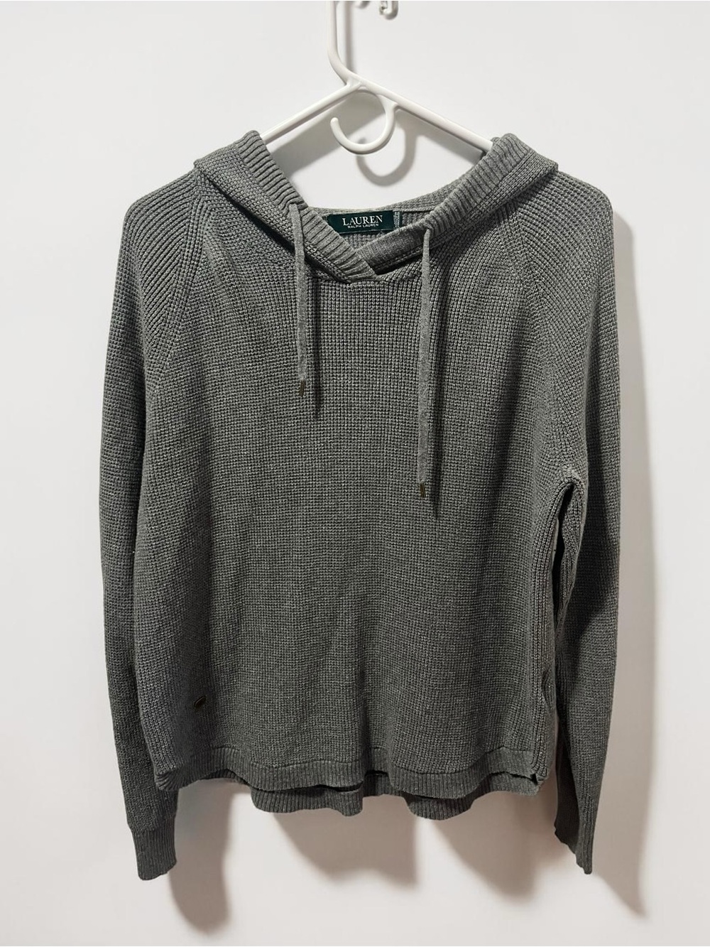 Lauren Ralph Lauren Gray Knit Hooded Sweater Womens Size XL